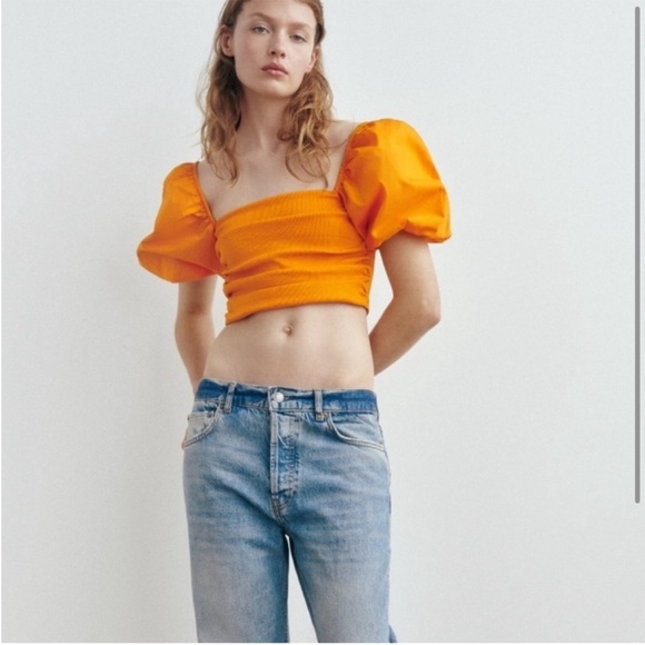 ZARA PUFF SLEEVES CROP TOP - Picture 5 of 6
